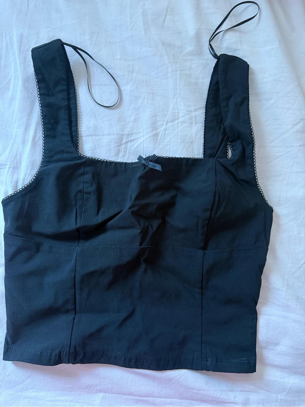 Women's Black Crop Tank Top with Square Neckline